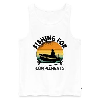 Fishing For Compliments Paddle Boat - Men's Premium Organic Tank Top - white - Front - AI Model Male 178 light (178cm)