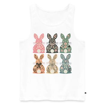 Ostern Blumenhasen Retro Vintage Stil - Männer Premium Bio Tank Top - Weiß - Vorne - Michal (187cm)