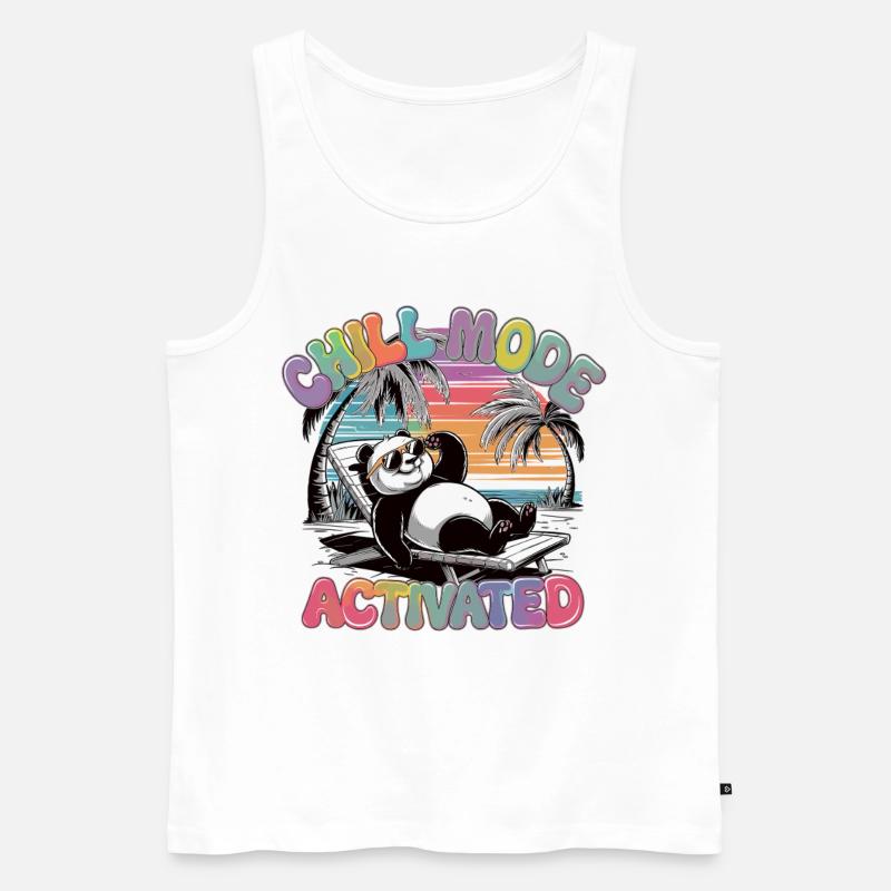 Chillender Panda im Urlaubsmodus - Männer Premium Bio Tank Top - Weiß