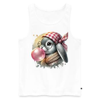 Ostern Retro Hase Mit Brille In Cottagecore Stil - Männer Premium Bio Tank Top - Weiß - Vorne - Michal (187cm)