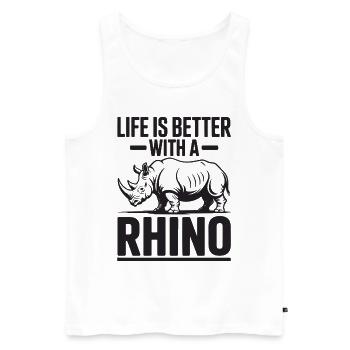 Rhinoceros - Men's Premium Organic Tank Top - white - Front - Michal (187cm)