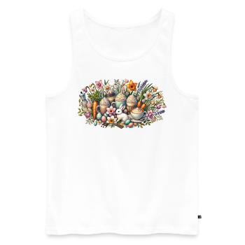 Amateurs de café de Pâques : Lapin de Pâques et défilé de fleurs - Débardeur bio Premium Homme - blanc - Devant - Michal (187cm)