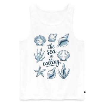 Strand ruft – Meeresliebe Shirt - Männer Premium Bio Tank Top - Weiß - Vorne - AI Model Male 178 light (178cm)