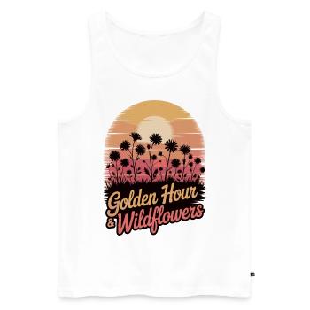 Sunset with wildflowers - Men's Premium Organic Tank Top - white - Front - Michal (187cm)