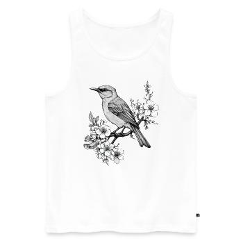 Floral Spottdrossel Illustration Grafik - Männer Premium Bio Tank Top - Weiß - Vorne - Michal (187cm)