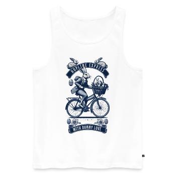 Easter Retro Bunny Bicycle Basket Eggs - Men's Premium Organic Tank Top - white - Front - AI Model Male 178 light (178cm)