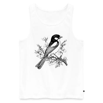 Elster Vogel In Baum Floral Vintage Illustration - Männer Premium Bio Tank Top - Weiß - Vorne - AI Model Male 178 light (178cm)