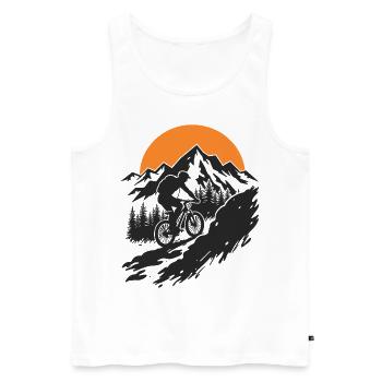 Aventure en VTT dans la nature - Débardeur bio Premium Homme - blanc - Devant - Michal (187cm)