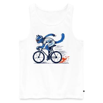 Fahrrad Katze für stylische Rennradfahrer - Männer Premium Bio Tank Top - Weiß - Vorne - Michal (187cm)