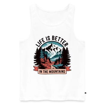 Leben ist besser in den Bergen - Männer Premium Bio Tank Top - Weiß - Vorne - AI Model Male 178 light (178cm)