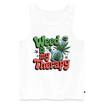 Weed is my therapy - relaxation on prescription - Men's Premium Organic Tank Top - white - Front - Michal (187cm)