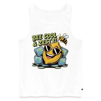 Zitrone trifft Biene – bleib cool! - Männer Premium Bio Tank Top - Weiß - Vorne - AI Model Male 178 light (178cm)