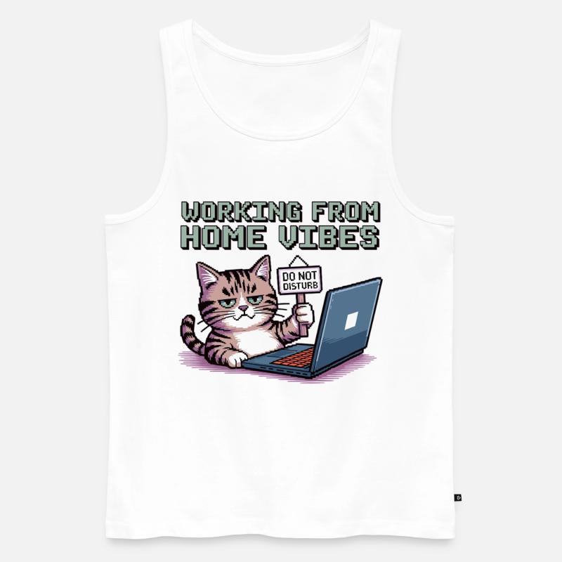 Homeoffice mit Stil und Katze - Männer Premium Bio Tank Top - Weiß