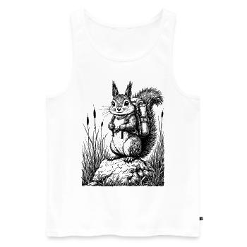 Randonnée, Randonneurs, Écureuils, Camping, Campeurs - Débardeur bio Premium Homme - blanc - Devant - Michal (187cm)