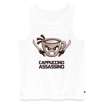 Cappuccino Assassino Shirt - Men's Premium Organic Tank Top - white - Front - AI Model Male 178 light (178cm)