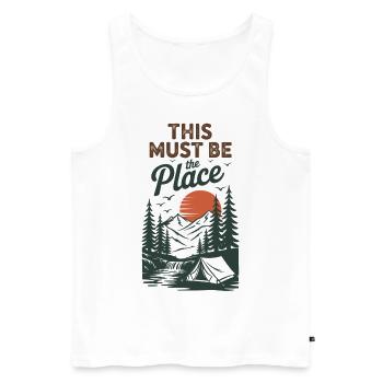 Camping Nature Chemise Rétro - Débardeur bio Premium Homme - blanc - Devant - Michal (187cm)