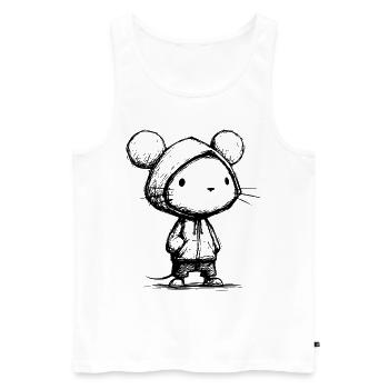 Kawaii Mouse Cartoon Sketch – Cute & Funny Motif - Men's Premium Organic Tank Top - white - Front - AI Model Male 178 light (178cm)
