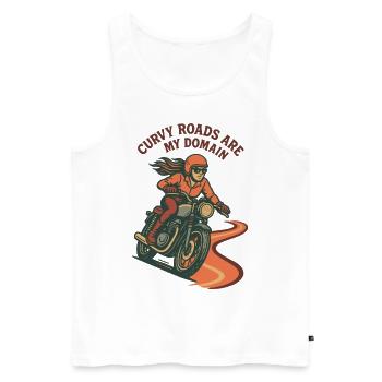 Curvy Roads Are My Domain Motorcycle Biker Retro - Men's Premium Organic Tank Top - white - Front - AI Model Male 178 light (178cm)