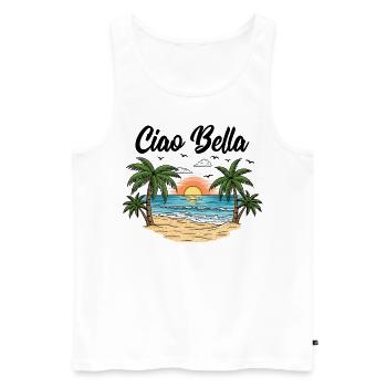 Ciao Bella - Men's Premium Organic Tank Top - white - Front - AI Model Male 178 light (178cm)