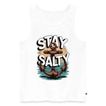 Stay Salty Anchor Shirt - Men's Premium Organic Tank Top - white - Front - AI Model Male 178 light (178cm)