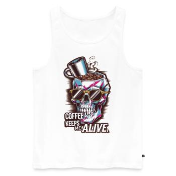 Coffee = Life - Men's Premium Organic Tank Top - white - Front - Michal (187cm)