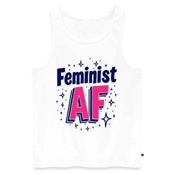Feminist AF Statement Spruch Sprüche - Männer Premium Bio Tank Top - Weiß - Vorne - AI Model Male 178 light (178cm)