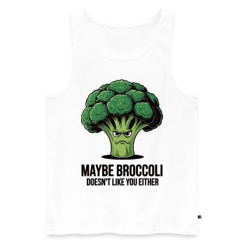 Peut-être que le brocoli ne vous aime pas non plus - Débardeur bio Premium Homme - blanc - Devant - Michal (187cm)