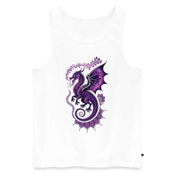 Magischer lila Drache mit Sternenflügel - Männer Premium Bio Tank Top - Weiß - Vorne - Michal (187cm)