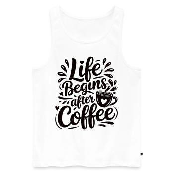 Life Starts After Coffee – Funny Coffee Shirt - Men's Premium Organic Tank Top - white - Front - Michal (187cm)
