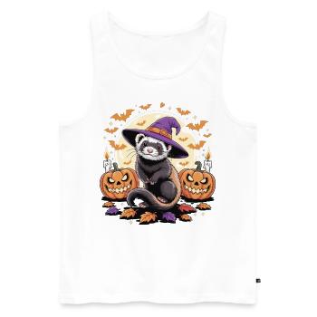 Drôle de costume de furet pour Halloween - Débardeur bio Premium Homme - blanc - Devant - Michal (187cm)