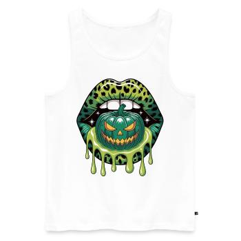 Leopard Lips & Pumpkin – Halloween - Men's Premium Organic Tank Top - white - Front - AI Model Male 178 light (178cm)