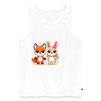 Fox And Rabbit Friends Holding Hands - Männer Premium Bio Tank Top - Weiß - Vorne - Michal (187cm)