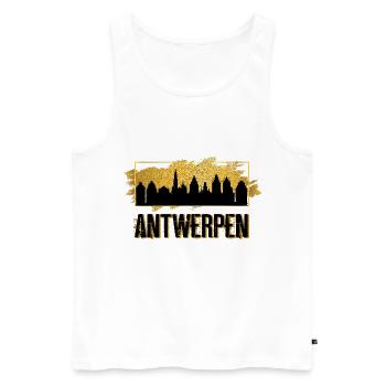 Antwerpen Belgien Stadt Skyline Heimat Liebe Gold - Männer Premium Bio Tank Top - Weiß - Vorne - Michal (187cm)