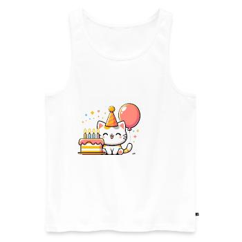 Cat Kid Celebrating Birthday - Männer Premium Bio Tank Top - Weiß - Vorne - Michal (187cm)