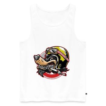 Biker Dog - Men's Premium Organic Tank Top - white - Front - AI Model Male 178 light (178cm)