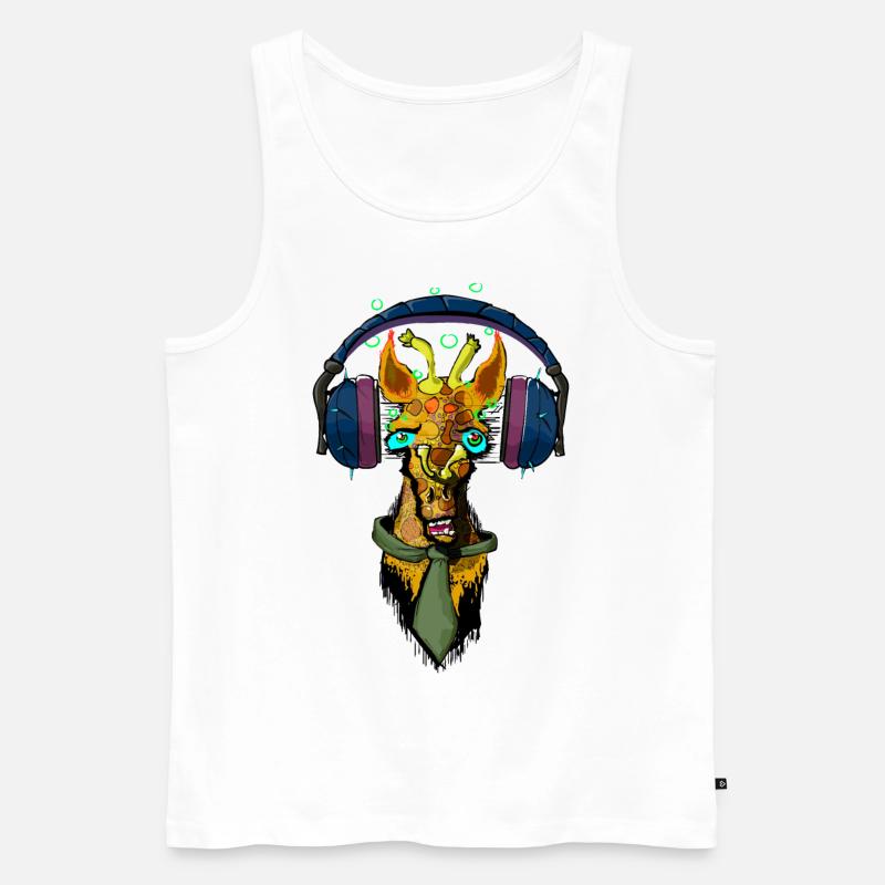 Giraffe Dj - Männer Premium Bio Tank Top - Weiß