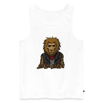 Lion Cool - Men's Premium Organic Tank Top - white - Front - Michal (187cm)