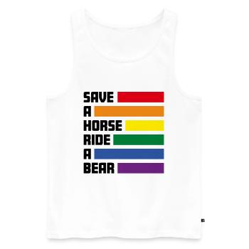 save a horse ride a bear - funny gay shirt - LGBT - Männer Premium Bio Tank Top - Weiß - Vorne - Michal (187cm)