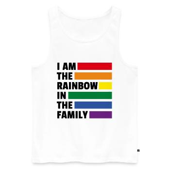 i am the rainbow in the family - gay shirt - LGBT - Männer Premium Bio Tank Top - Weiß - Vorne - Michal (187cm)