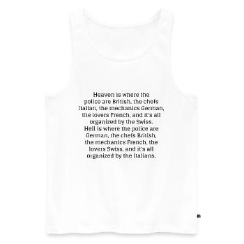 Heaven and hell, professions and nationalities - Men's Premium Organic Tank Top - white - Front - AI Model Male 178 light (178cm)
