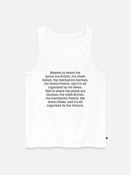 Cielo e infierno, profesiones y nacionalidades. - Camiseta de tirantes ecológica prémium para hombre - blanco