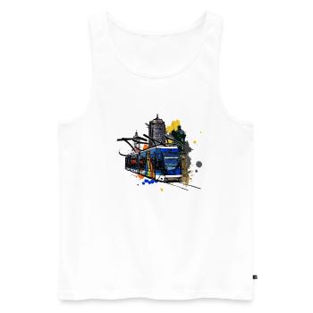 Jena City - Men's Premium Organic Tank Top - white - Front - AI Model Male 178 light (178cm)