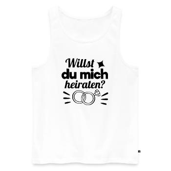 Heiratsantrag Verlobung | Antrag Hochzeitsantrag - Männer Premium Bio Tank Top - Weiß - Vorne - Michal (187cm)
