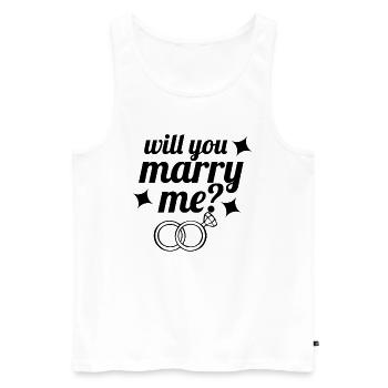 Heiratsantrag Verlobung | Antrag Hochzeitsantrag - Männer Premium Bio Tank Top - Weiß - Vorne - Michal (187cm)