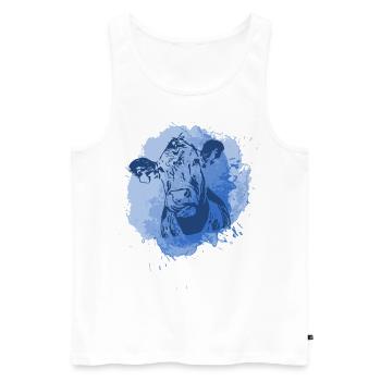 2reborn Blue Cow Kuh Tier Animal Cowanimal - Männer Premium Bio Tank Top - Weiß - Vorne - Michal (187cm)