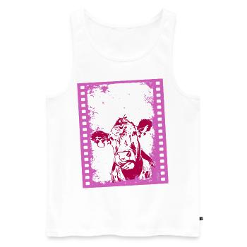 2reborn Blue Cow Kuh Tier Animal Moviestar 003 - Männer Premium Bio Tank Top - Weiß - Vorne - Michal (187cm)