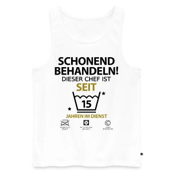 Chef Jubiläum Firmenjubiläum 15 Jahre Jähriges - Männer Premium Bio Tank Top - Weiß - Vorne - Michal (187cm)