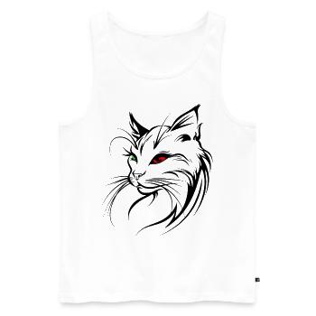 Cat Silhouette Outline Drawing Lineart Art - Men's Premium Organic Tank Top - white - Front - AI Model Male 178 light (178cm)