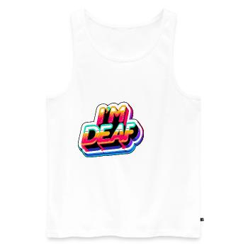 I'm Deaf 45 - Men's Premium Organic Tank Top - white - Front - Michal (187cm)