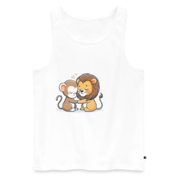 Cuddling Monkey And Lion In Love - Men's Premium Organic Tank Top - white - Front - AI Model Male 178 light (178cm)